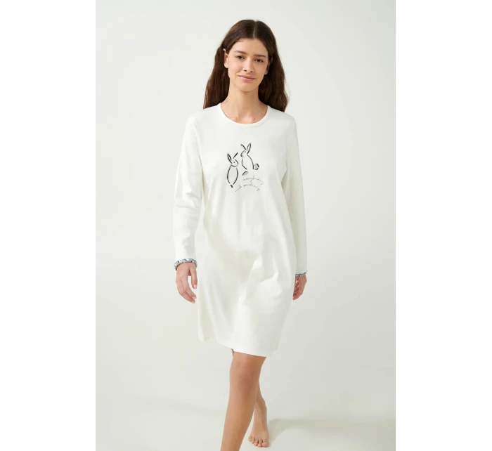 Vamp - Krémová noční košile s roztomilými zajíčky 21455 - Vamp