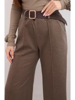 Dámské elegantní kalhoty s páskem a širokou nohavicí fango Dámské elegantní kalhoty s páskem a širokou nohavicí fango