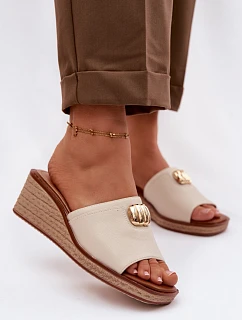 Dámské sandály na platformě s pleteniny  Béžové model 22101415 - SERGIO LEONE