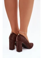 Dámské semišové lodičky na podpatku Sergio Leone – čokoládové