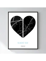 Personalizovaný magický fotoobraz v rámu - 50x70 - dvě mapy jako srdce