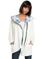 Dámská mikina s kapucí nadměrné velikosti na zip B091 ecru - Be Wear Dámská mikina s kapucí nadměrné velikosti na zip B091 ecru - Be Wear