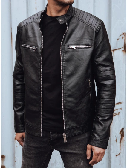 Pánská kožená bunda černá FashionStreet TX4736 Pánská kožená bunda černá FashionStreet TX4736