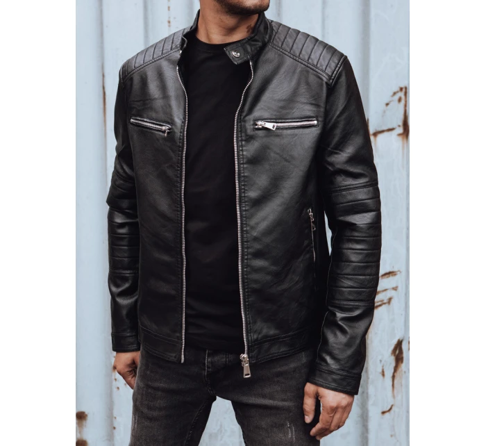 Pánská kožená bunda černá FashionStreet TX4736 Pánská kožená bunda černá FashionStreet TX4736