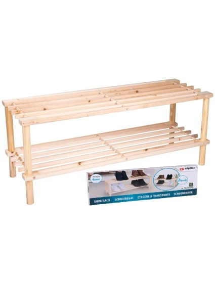 POLICE NA BOTY 2 ÚROVNĚ DŘEVĚNÉ ALPINA