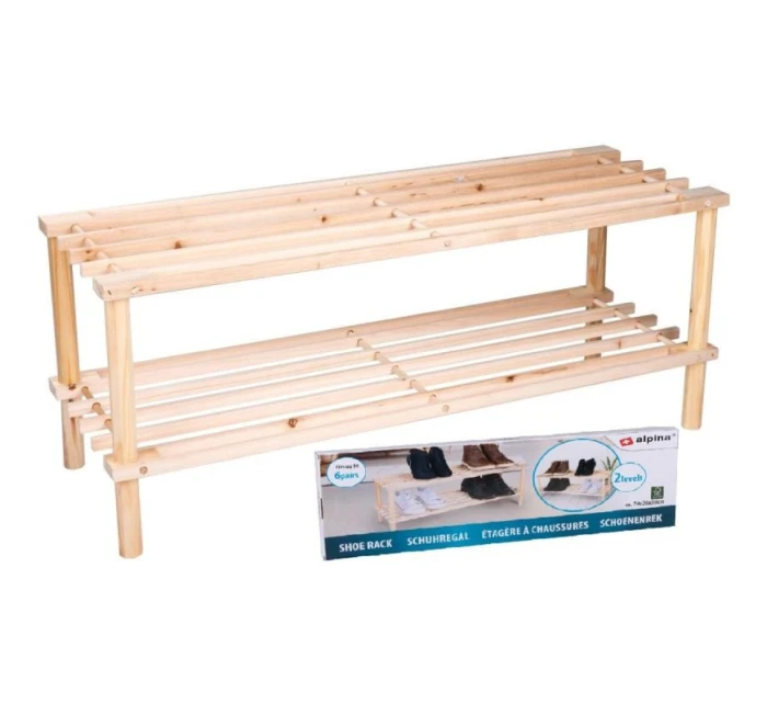 POLICE NA BOTY 2 ÚROVNĚ DŘEVĚNÉ ALPINA