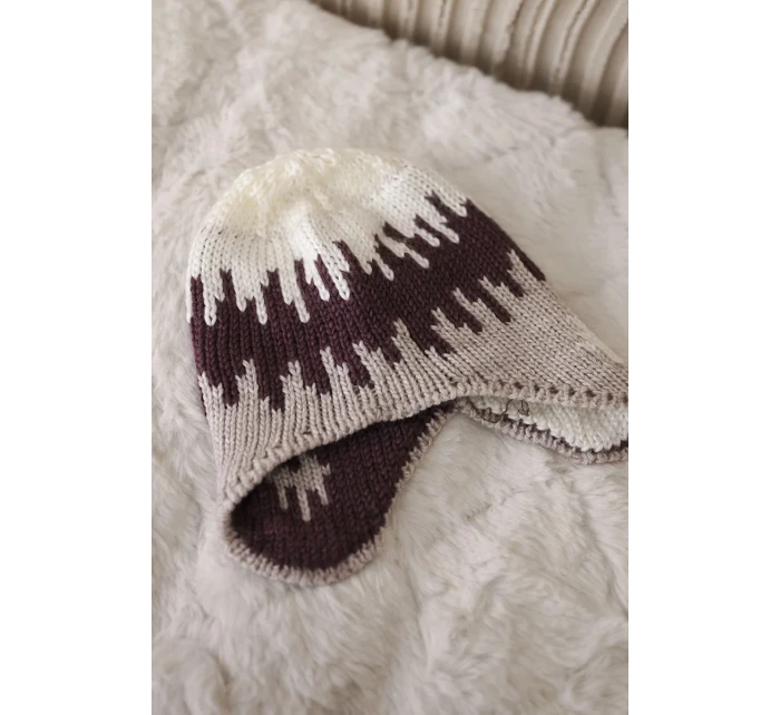 Dámská čepice Nikol K405 bílá+tmavě fialová+béžová