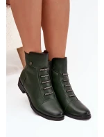 Zateplené dámské boty na plochém podpatku zelené Labise Zateplené dámské boty na plochém podpatku zelené Labise