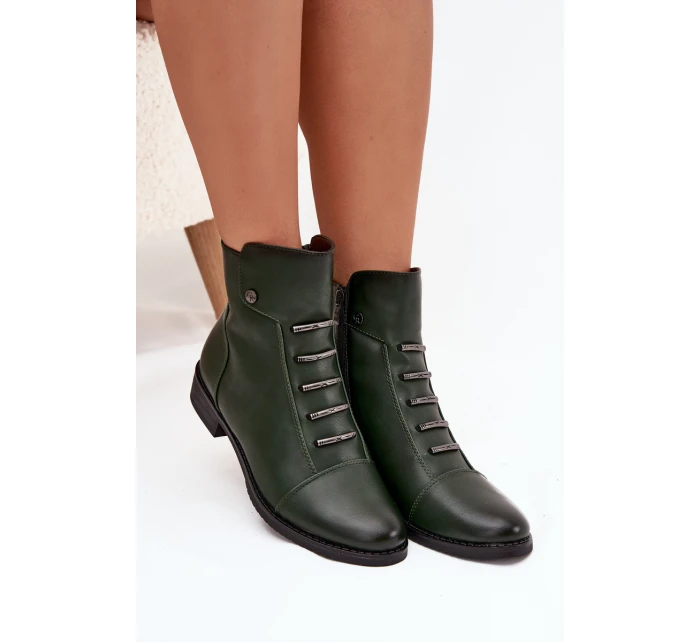 Zateplené dámské boty na plochém podpatku zelené Labise Zateplené dámské boty na plochém podpatku zelené Labise