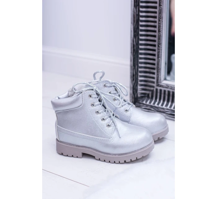 práškové stříbrné teplé Dětské boty traper Dexter práškové stříbrné teplé Dětské boty traper Dexter