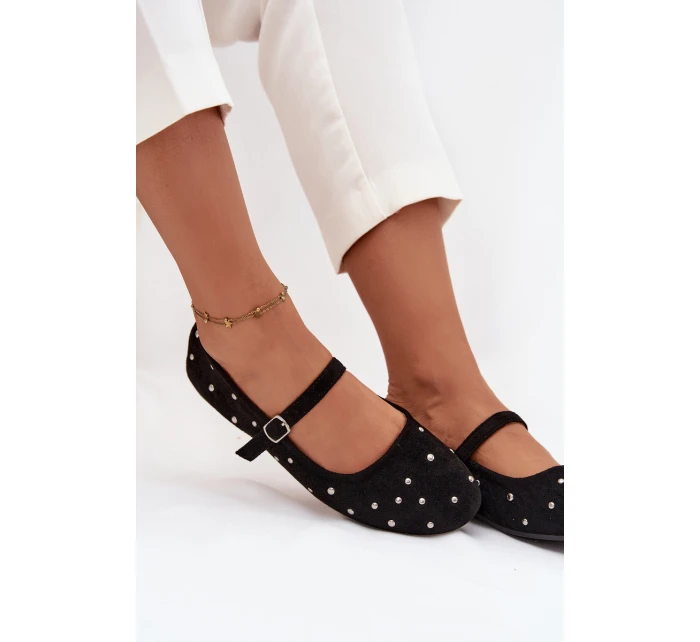 Dámské zdobené baleríny s páskem Olivisse – černé