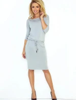 Dámské sportovní šaty netopýří střih na zavazování s kapsami šedé - Šedá - Numoco