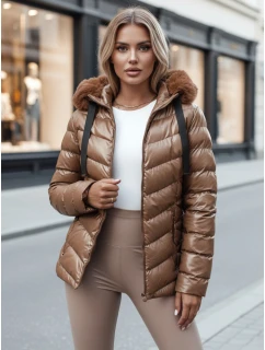 Dámská prošívaná zimní bunda s kapucí MIRIAL hnědá FashionStreet TY4573z