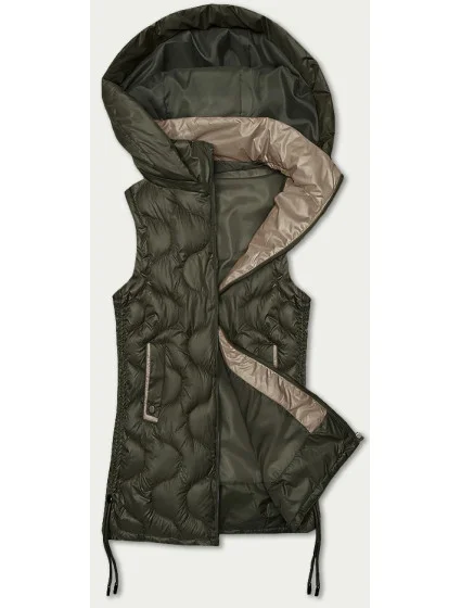 Dámská vesta v khaki barvě s ozdobným prošíváním S'West (B8338-11)