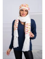 Dámská souprava se šátkem Anika K304 ecru+orange Dámská souprava se šátkem Anika K304 ecru+orange