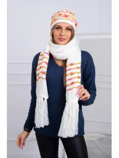 Dámská souprava se šátkem Anika K304 ecru+orange