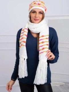 Dámská souprava se šátkem Anika K304 ecru+orange