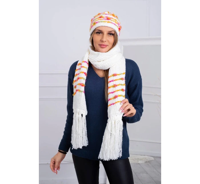 Dámská souprava se šátkem Anika K304 ecru+orange Dámská souprava se šátkem Anika K304 ecru+orange