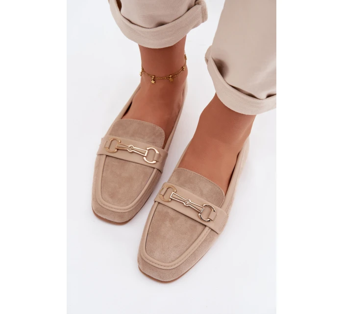 Dámské loafersy Mokasyny s ozdobou Béžové Palerina