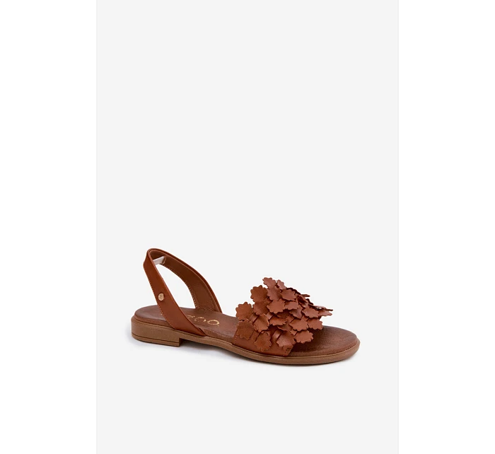 Kožené sandály na nízkém podpatku Zazoo 40468 Hnědé