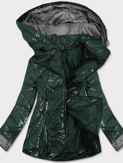 Lesklá zelená prošívaná dámská bunda (B9573)