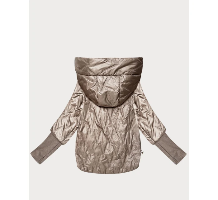 Cienka kurtka damska z dzianinowymi ściągaczami Goodlookin beżowa (B8575-12)