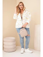 Dámská jarní bunda Plus Size s drobným květinovým vzorem žlutá