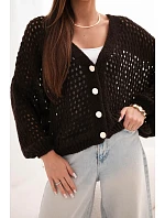 Dámský svetr model 22293746 oversize na knoflíky hnědý - K-Fashion Dámský svetr model 22293746 oversize na knoflíky hnědý - K-Fashion