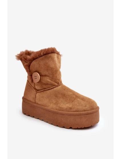 Dámské boty s platformou s kožešinou Camel model 21639342 - Boto Dámské boty s platformou s kožešinou Camel model 21639342 - Boto