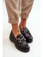 Dámské Kožené Mokasíny S Dekorací Černé CheBello 4369