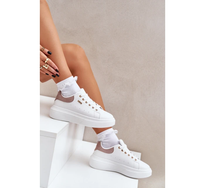 Dámské Sneakersy Na Platformě Eko Kůže Bílé Lelandine Dámské Sneakersy Na Platformě Eko Kůže Bílé Lelandine