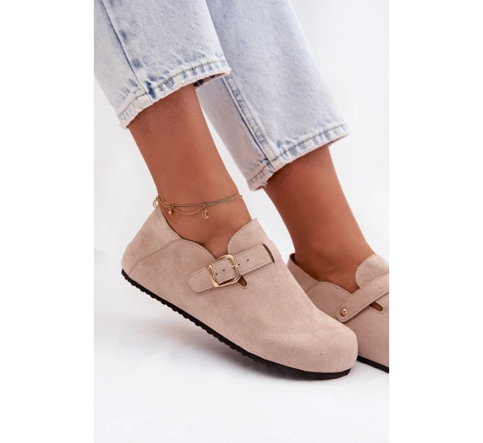 Dámské polobotky Eco semiš s zlatým přezkou Béžové model 22038385 - Boto