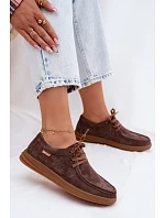 Polobotky z přírodního semiše model 22107525 Hnědé - VINCEZA