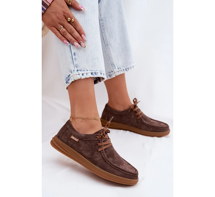 Polobotky z přírodního semiše model 22107525 Hnědé - VINCEZA