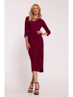 Šaty s volánkem S425 bordó - Stylove Šaty s volánkem S425 bordó - Stylove