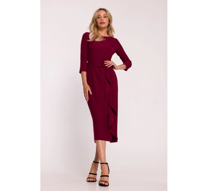 Šaty s volánkem S425 bordó - Stylove Šaty s volánkem S425 bordó - Stylove
