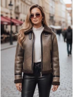 Dámská semišová bunda s ovčí kůží coffee Dstreet model 21993894 - FashionStreet