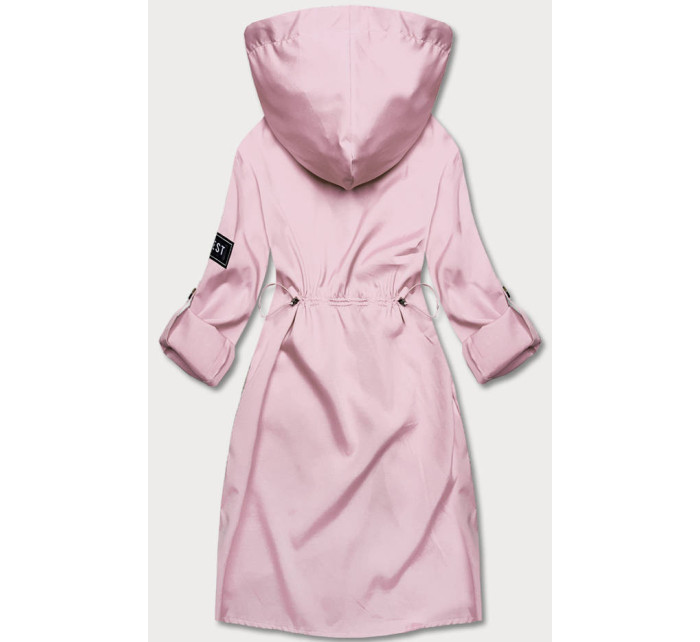 Tenký dámský přehoz přes oblečení ve špinavě růžové barvě s kapucí (B8118-81)