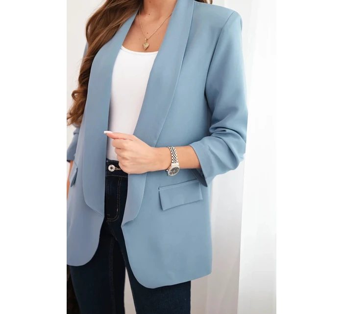 Dámská sako bez zapínání s podšívkou S/M džínová