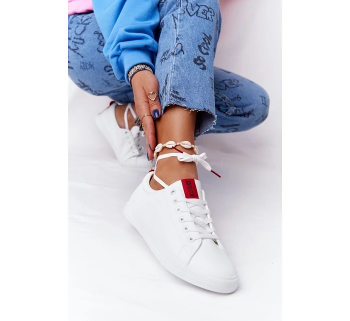 Dámské Kožené Tenisky Se Stuhou BIG STAR DD274685 Bile Dámské Kožené Tenisky Se Stuhou BIG STAR DD274685 Bile