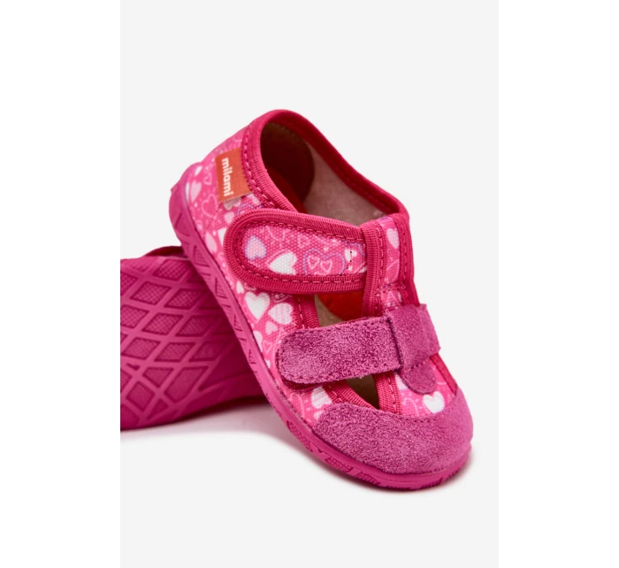 Pantofle Dětské Na Suchý Zip V Růžové model 21705440 - Milami