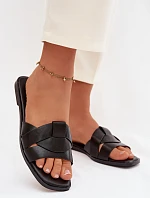 Dámské ploché pantofle s pásky Černé Marissae