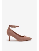 Lodičky z eko semiše Devoria – tmavě béžové