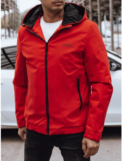 Pánská přechodná bunda s kapucí červená FashionStreet TX4886 Pánská přechodná bunda s kapucí červená FashionStreet TX4886