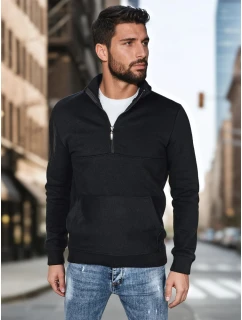 Pánská mikina s límečkem černá model 21985946 - Dstreet