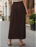 Dámská viskózová maxi sukně s elastickým pasem hnědá FashionStreet CY0515 Dámská viskózová maxi sukně s elastickým pasem hnědá FashionStreet CY0515