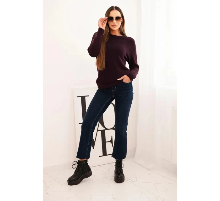 Dámský svetr z baby alpaky s dlouhým rukávem švestkový