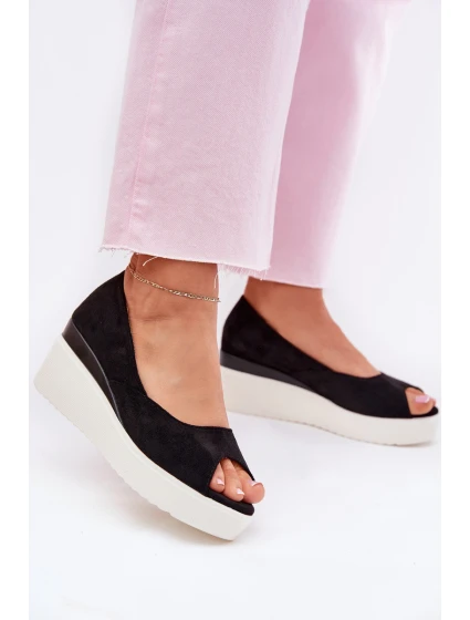 Dámské sandály na platformě z eko semiše černé model 21702468 - Boto