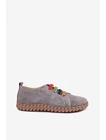 Kožené semišové dámské polobotky model 22044841 Šedé - VINCEZA