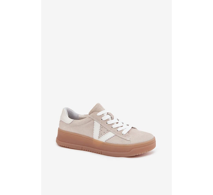Dámské tenisky z přírodního semiše na platformě Vinceza Béžové Dámské tenisky z přírodního semiše na platformě Vinceza Béžové
